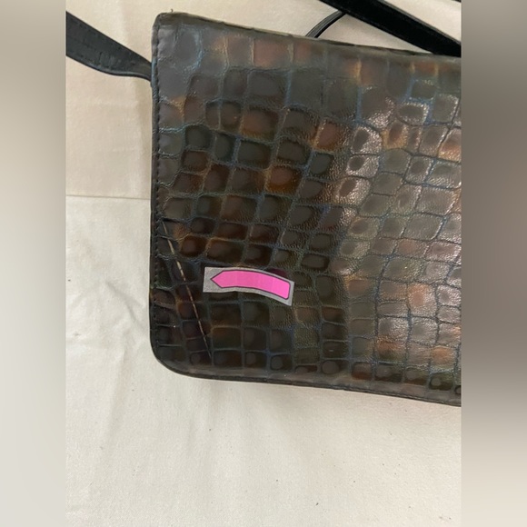 Vintage Franco Visconti Snake Print Leather Crossbody Handbag Purse Gold Tone - Picture 12 of 15